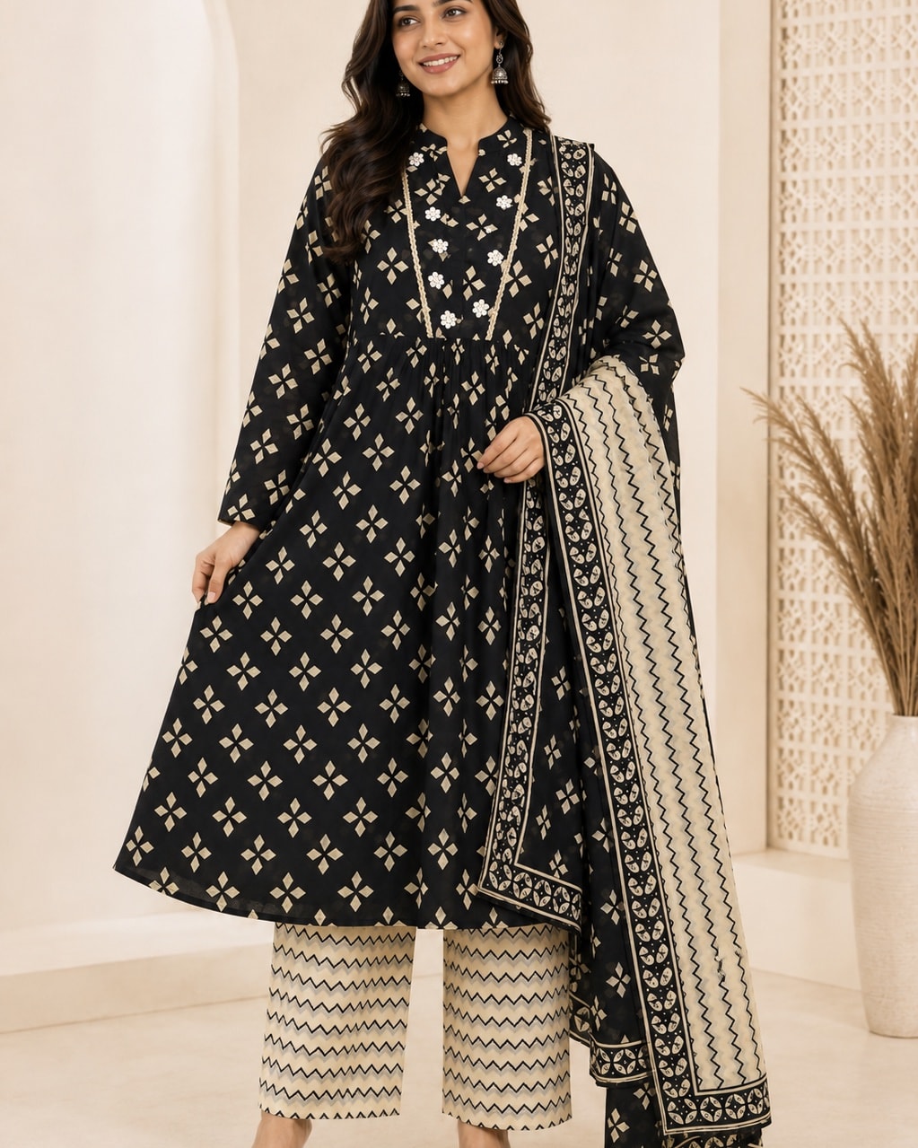 Noor Black Printed 3-Piece Set