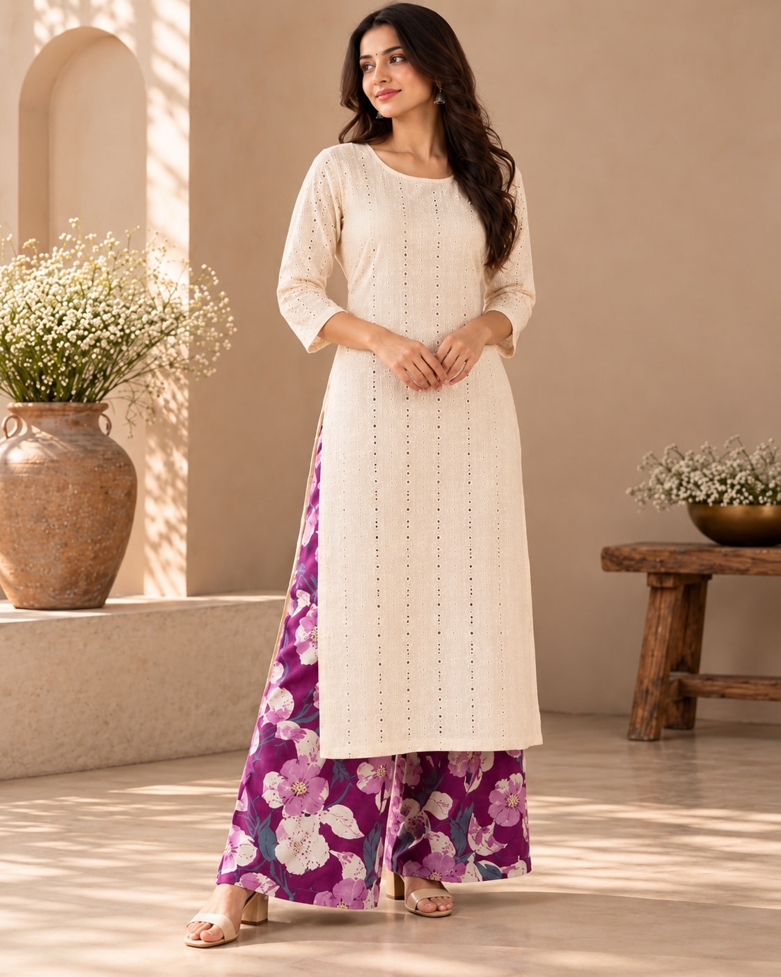 Ivory Kurta Set: Zoya