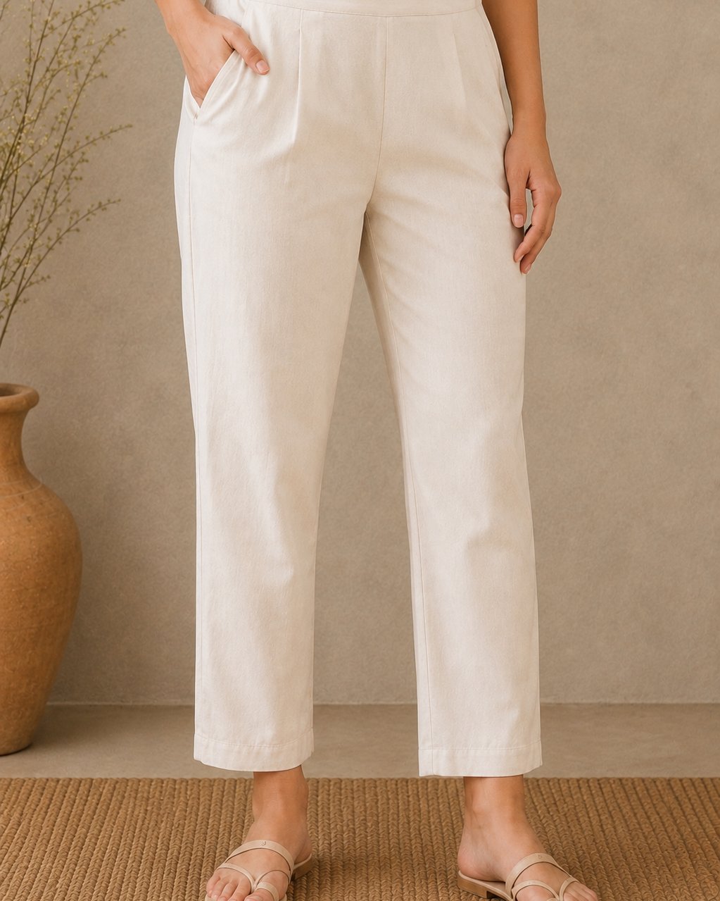 Schiffliz Everyday White Cotton Pants