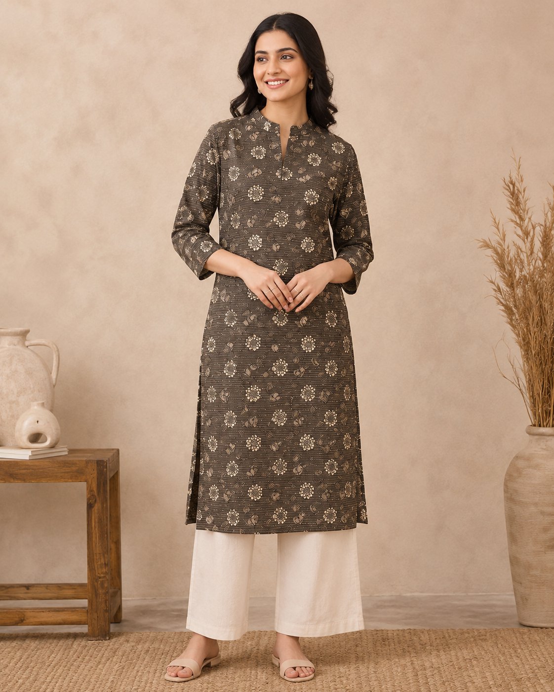 Kurti: Aranya Brown Cotton