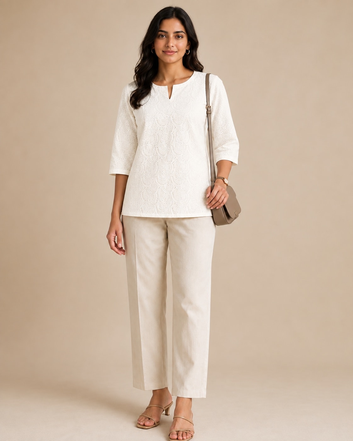 Short Kurti: Ivory Hakoba Cotton